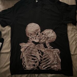 Black T-Shirt with Skeleton Print